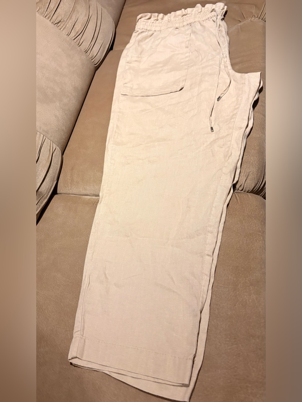 Ralph Lauren Women’s 18W 100% Linen Paper Bag Waist Drawstring Cropped Pants